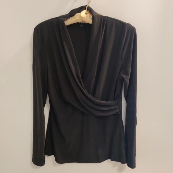 DKNY Black Surplice Top - Picture 1 of 4